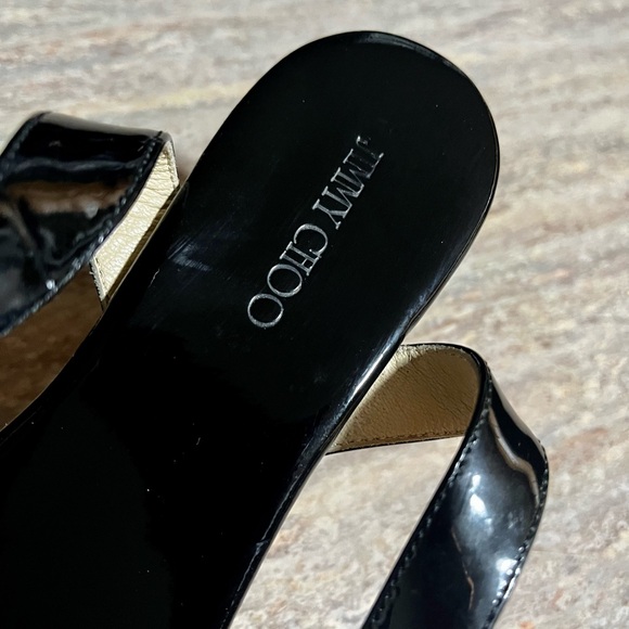 Jimmy Choo open toe strapped glossy wedge sandals - Picture 6 of 16